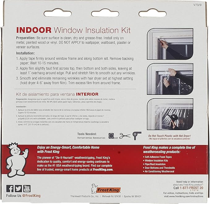 Frost King V73/9H Indoor Shrink Window Kit 42 62-Inch, Clear, 9-Pack