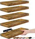 Sorbus Floating Shelves for Wall, Bathroom Shelves Wall Mounted for Kitchen, Bedroom, Living Room, Bathroom Storage, Over Toilet, Hanging Book Shelf for Ｗall Home Decor (Rustic Brown, 5 Pack)