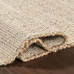 nuLOOM 6 Round Elfriede Jute & Cotton Hand Woven Area Rug, Natural, Solid Rustic Farmhouse Style, Weaved Design, Natural Fiber, For Bedroom, Living Room, Dining Room, Hallway, Office, Entryway