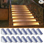 NIORSUN Solar Step Lights,16 Pack Warm White Solar Stair Lights Outdoor Waterproof IP67 Auto On Off,Solar Lights for Steps,Stair,Patio,Yard,Porch,Front Door,Sidewalk,Deck Decor