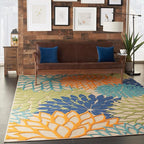 Nourison Home Aloha Indoor/Outdoor Multicolor 7' x 10' Area Rug, Easy Cleaning, Non Shedding, Bed Room, Living Room, Dining Room, Deck, Backyard, Patio (7x10)