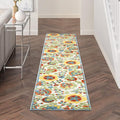 Nourison Home Aloha Ivory Multicolor 2'3" x 10' Area Rug - Easy Clean, Non Shedding, Bed Room, Living Room, Dining Room, Kitchen (10' Runner)