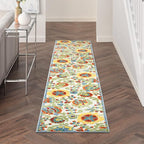 Nourison Home Aloha Ivory Multicolor 2'3" x 10' Area Rug - Easy Clean, Non Shedding, Bed Room, Living Room, Dining Room, Kitchen (10' Runner)