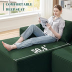 110” Cloud Sectional Couch, Modular Sectional Sofa for Living Room, Boneless Sofa with Deep Seat, Comfy Fluffy Couch with L-Shaped Chaise, No Assembly Required (Left-Facing Chaise, Green)
