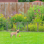 FXW Garden Fence Outdoor for The Yard – 24in(H) x 88.8ft(L) Heavy Duty Metal Animal Barrier for Dog and Rabbit, Decorative Dog Fence, 48 Panels, Silver