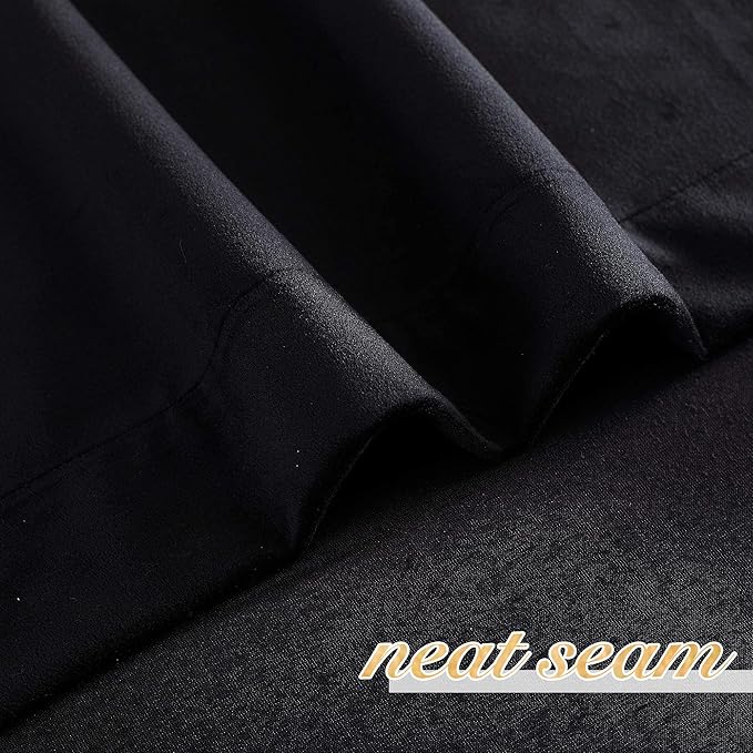 NICETOWN Black Out Velvet Curtains 54 inches Long for Patio, Solid Heavy-Duty Energy Saving Short Window Treatments Rod Pocket Drapes for Cafe (2 Panels，42 inch Wide)
