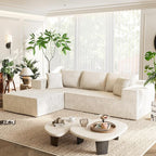 Homall 108" Modular Sectional Sofa, Boneless Couch with L-Shape Chaise, Cloud Couch with Deep Seat Upholstered, No Assembly Required for Living Room, Bedroom (Chenille, Beige)
