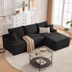 Cloud Sectional Sofa, Boneless Couch for Living Room, Modular Sectional Sofa with Deep Seat, Fluffy L-Shaped Comfy Couch with Right-Facing Chaise, No Assembly Required, Black