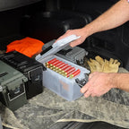 Sheffield 12635 Ammo Storage Box, Stackable .30 Cal Field Boxes, Water and Dust Resistant, Lockable Storage Box with Handle, Secures Hunting Gear, Supplies, and Bullets, Made in USA, Frost, 1-Pack