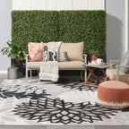 Nourison Home Aloha 114" x 156" Fabric Indoor/Outdoor Rug in Black/White Finish