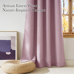 NICETOWN Faux Linen Pink Blackout Curtains 84 inches Long for Living Room - Privacy Panels for Bedroom, Modern Farmhouse Style Easy Care Grommet Top, 2 Panels, W52 by L84