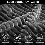 Shintenchi Boneless Couches for Living Room,Modular Sectional Sofa with 2 Cup Holders,Memory Foam Cloud Couch with L Shaped Oversized Chaise,No Assembly Needed Plush Corduroy Sofa,Dark Gray