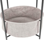 Amazon Basics Round Storage End Table, Nightstand for Bedroom or Living Room, Easy Assembly, with Cloth Basket, Charcoal/Heather Gray, 17.7 x 17.7 x 18.9 in | Side Table, with Cloth Basket, Storage