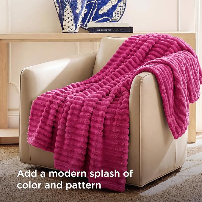 Bedsure GentleSoft Hot Pink Fleece Blanket for Couch - Cozy Soft Blankets for Women, Cute Small Throws for Girls, 60x80 Inches