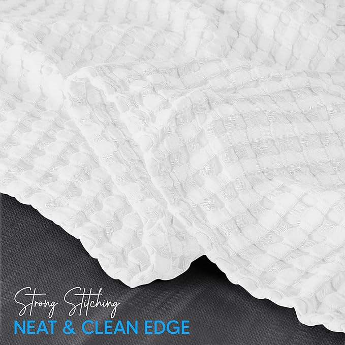 Utopia Bedding White 100% Cotton Waffle Blanket 300 GSM [Big - 120x120 Inch] Soft Lightweight Breathable Bed Blanket for All Season