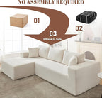 110” Cloud Sectional Couch, Modular Sectional Sofa for Living Room, Boneless Sofa with Deep Seat, Comfy Fluffy Couch with L-Shaped Chaise, No Assembly Required (Left-Facing Chaise, Beige)