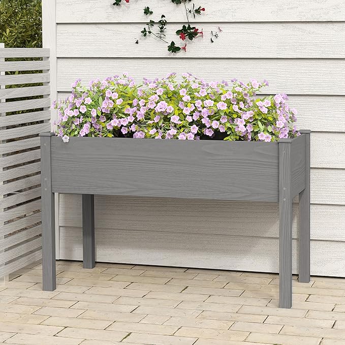 Raised Garden Bed with Legs (48x24x30''), Solid Wood Elevated Planter Box for Outdoor