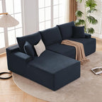 Cloud Sectional Couch, Boneless Sofa for Living Room, Modular Sectional Sofa with Deep Seat, Fluffy Comfy Couch with L-Shaped Chaise, No Assembly Required, Navy Blue