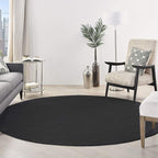 Nourison Home Nourison Essentials Black 8' x Round Area Rug - Easy Clean, Non Shedding, Bed Room, Living Room, Dining Room, Kitchen (8' x Round)