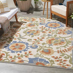 Nourison Home Aloha Ivory Blue 6' x 9' Area Rug - Easy Clean, Non Shedding, Bed Room, Living Room, Dining Room, Kitchen (6' x 9')