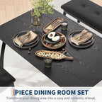 IDEALHOUSE 43'' Dining Table Set for 4, Wooden Kitchen Table with Upholstered Bench & 2 Cushion Chairs, Industrial Dinette Set for Studio, Kitchen, Dining Room, Apartment, Black