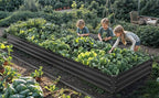 YITAHOME 144x48x12 in Galvanized Raised Garden Bed Kit, Large Metal Planter Box with Gloves, Safety Rubber & Support Rod, Outdoor Flower Bed for Plants Vegetables, Black