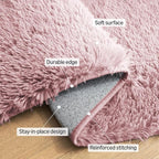 Amazon Basics Fluffy Washable Area Rug, Shaggy Carpet for Living Room, Bedroom, 6' W × 9' L, Pink