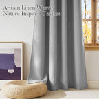 NICETOWN Faux Linen Light Grey Blackout Curtains 84 inches Long for Living Room - Privacy Panels for Bedroom, Modern Farmhouse Style Easy Care Grommet Top, 2 Panels, W52 by L84