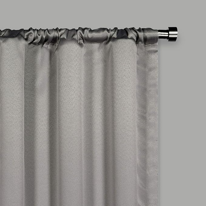 Eclipse Solid Thermapanel Room Darkening Rod Pocket Curtain, Window Curtain for Bedroom and Living Room, (1 Panel), 52 in Wide x 84 in Long, Grey