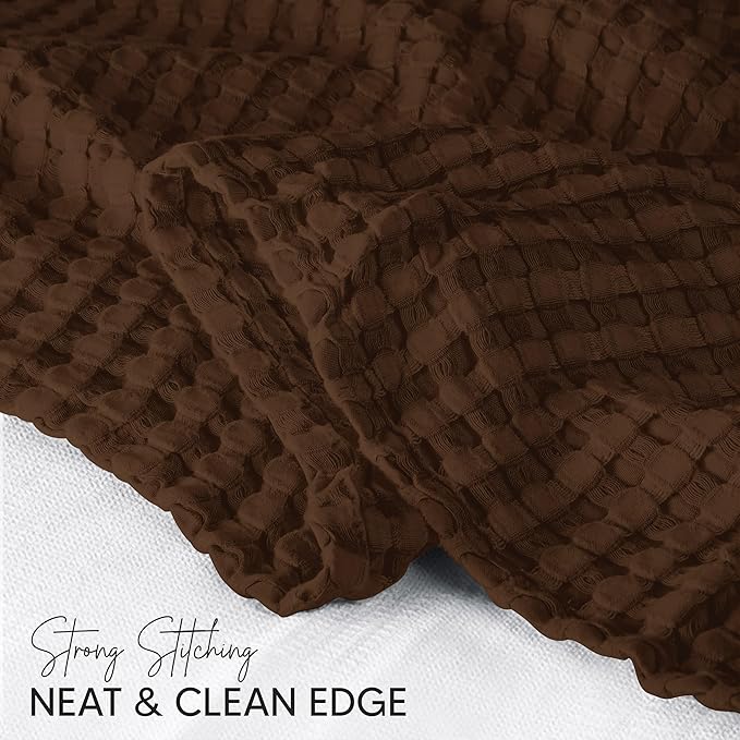 Utopia Bedding Brown 100% Cotton Waffle Blanket 300 GSM [King - 90x108 Inch] Soft Lightweight Breathable Bed Blanket for All Season