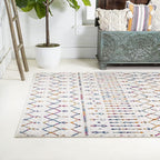 JONATHAN Y Boho Vintage Diamond Cream/Multi Indoor Area Rug 8X10 ft, Moroccan Hype for Living Room, Bedroom, Kitchen, Office, Easy-Cleaning, High Traffic, Pet-Friendly, Non-Shedding (MOH101H-8)