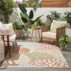 Nourison Home Aloha Indoor/Outdoor Ivory Multicolor 6' x 9' Area Rug, Easy Cleaning, Non Shedding, Bed Room, Living Room, Dining Room, Backyard, Deck, Patio (6x9)