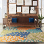 Nourison Home Aloha Indoor/Outdoor Multicolor 7' x 10' Area Rug, Easy Cleaning, Non Shedding, Bed Room, Living Room, Dining Room, Deck, Backyard, Patio (7x10)