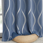 NICETOWN Stone Blue Decorative Curtains Blackout 84 inch Length for Bedroom Living Room, Thermal Insulated Grommet Room Darkening Pattern Drapes for Boys Kids Mans Home Decoration (2 Panels, 52 by 84)