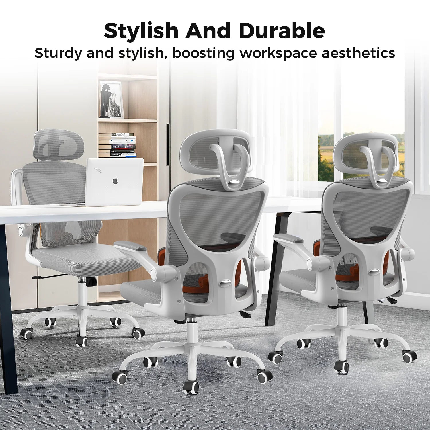 Comhoma Office Chair Ergonomic Desk Chair with Flip-Up Armrests, 3D Headrest Executive Desk Chair Comfy