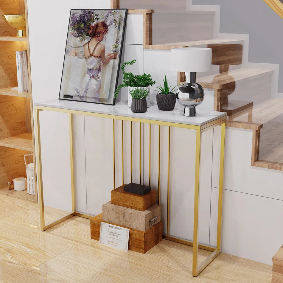 LUVODI Console Table for Entryway Minimalistic Living Room Furniture Sofa Side Table with Strong Metal Stand