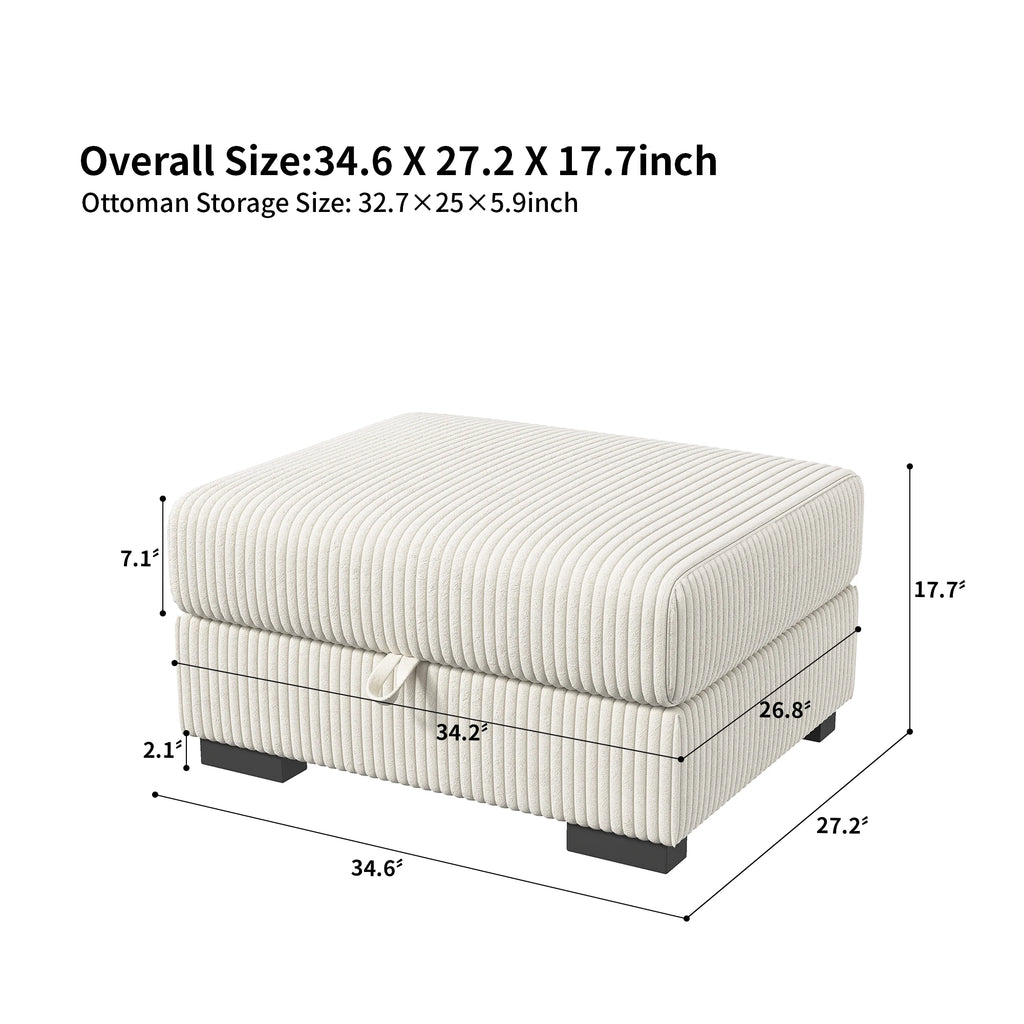 Anajqaqia Modular Sofa Sofa with Cushions, Corner Sofa with Wide Armrests, U-shaped Cord Fabric Sofa