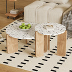 Coffee table set of 2 bedroom set table side table balcony set set living room living room table and balcony modern composite coffee table White + wood color