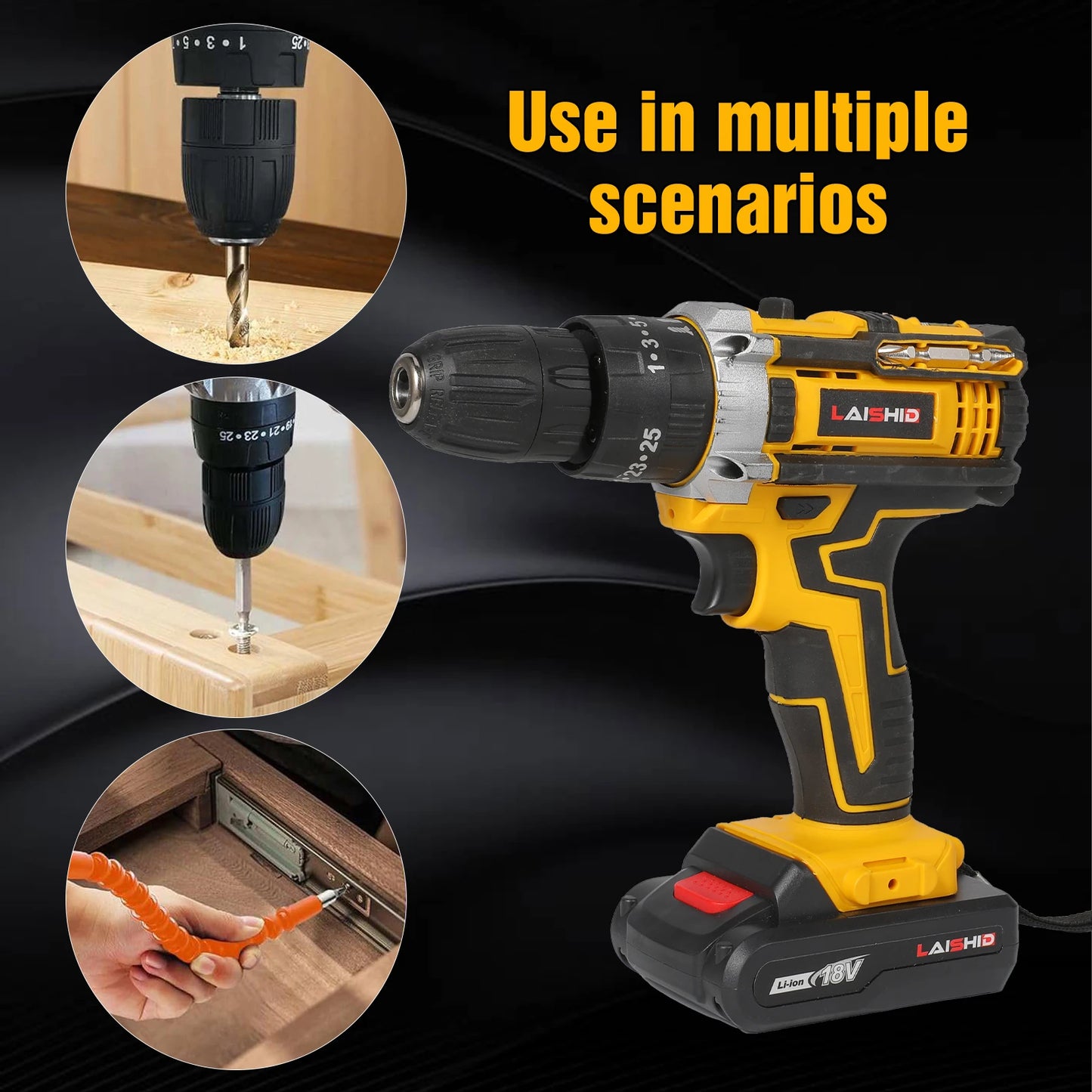 21V Cordless Impact Drill Electric Screwdriver Electric Hammer Drill Mini Wireless Hand Drill Lithium-Ion Battery Power Tools