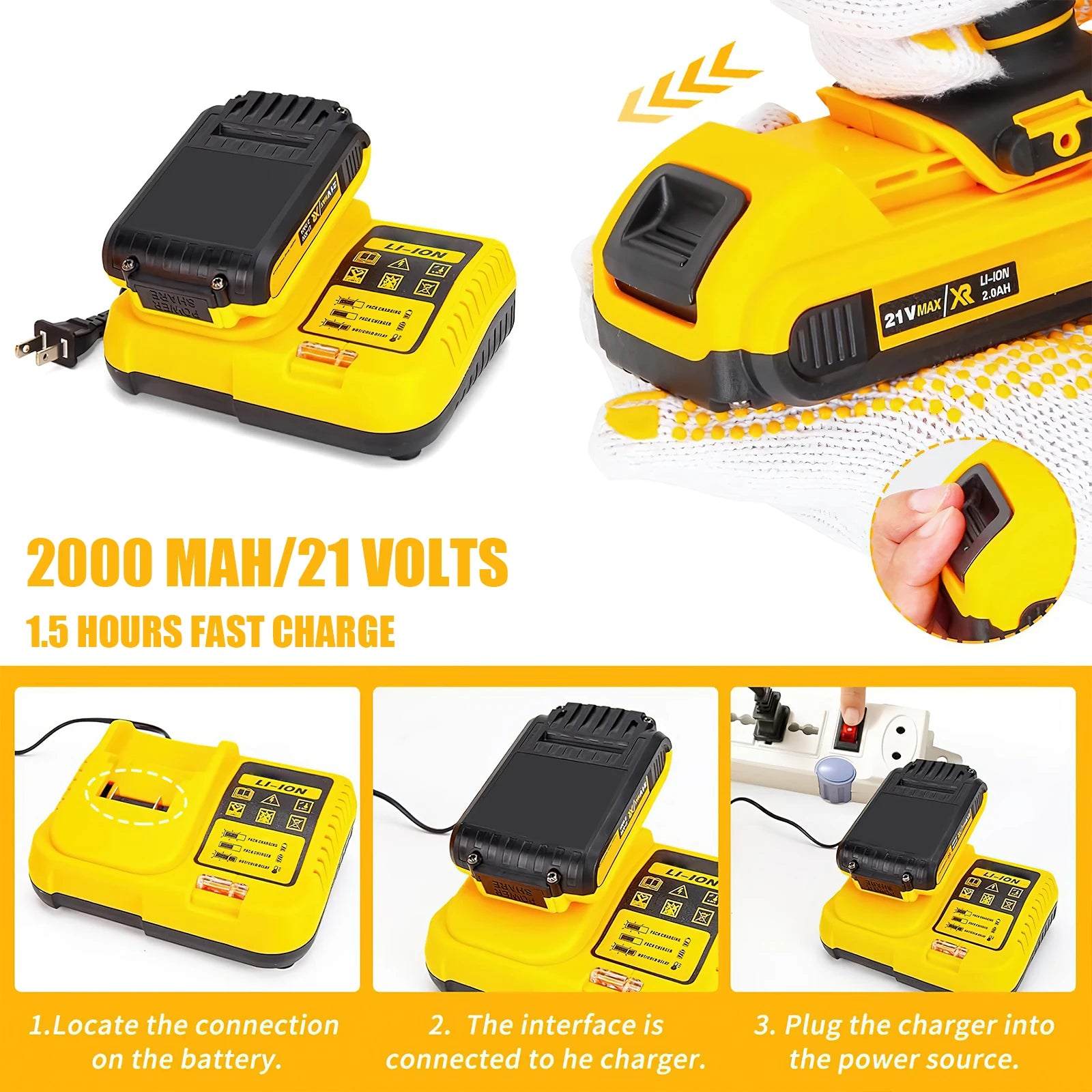 21V Cordless Drill Electric Screwdriver Electric Impact Drill Mini Wireless Power Driver DC Lithium-Ion Battery Power Tools