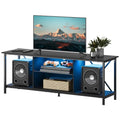 GALAXHERO 55 Inch Entertainment Center TV Stand Industrial TV Console with LED Glass Shelves Storage Cabinet Living Room Bedroom