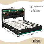 Wooden Aura Double bed, upholstery bed 140x200 cm, 160x200 cm, LED bed frame, bed frame and slatted frame, headboard, youth bed