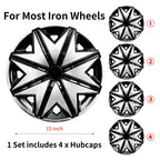 15inch Starfish Style Hub Cap Cover for Iron Rim Wheel Cover Set of 4 Steel Wheel Cover Replacement Hubcap for R15 Tire