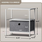 Nightstand 1-Drawer Shelf Storage - Bedside Furniture & End Table Chest Dresser with Steel Frame, Wood Top & Easy Pull Fabric Bi