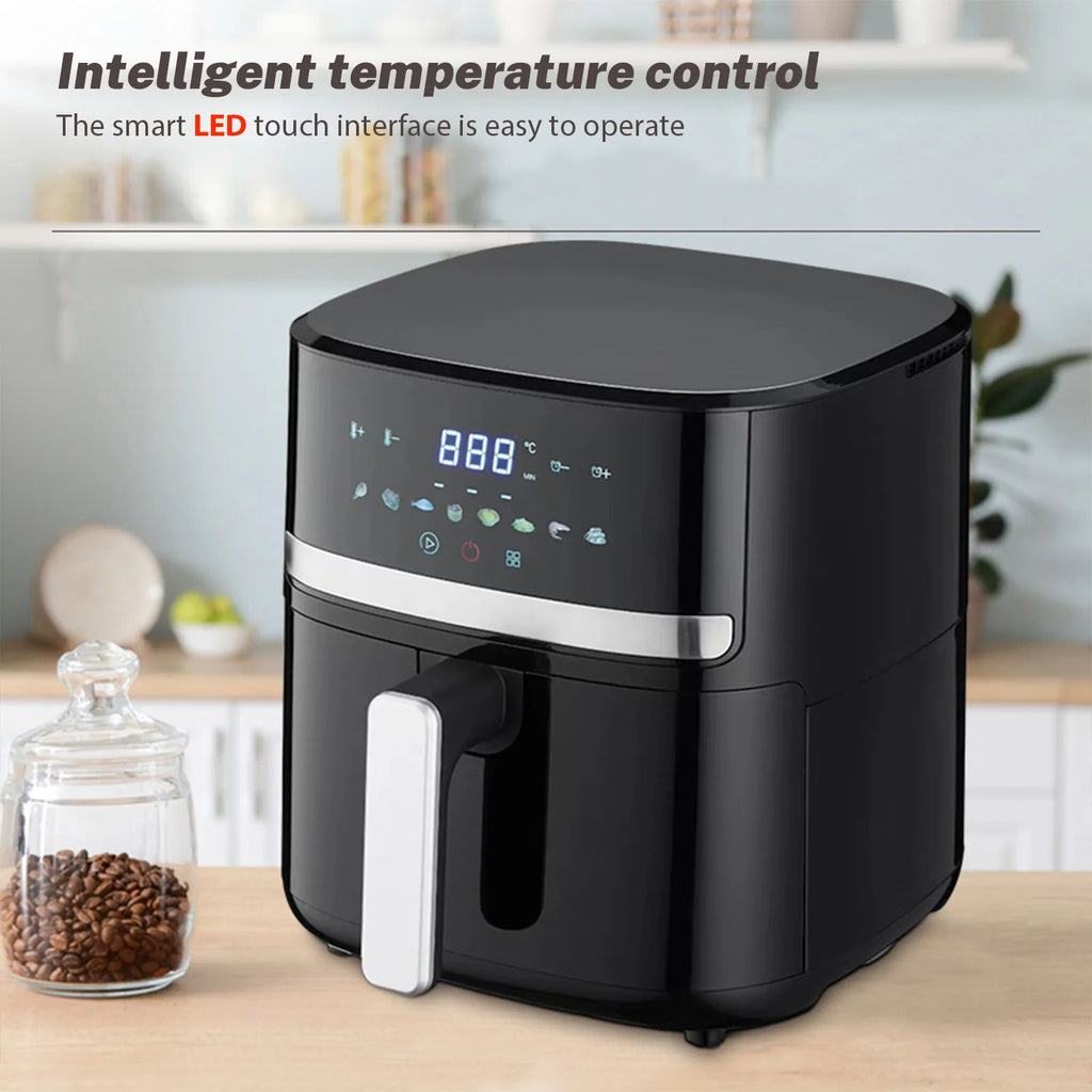 1400W 5L Air Fryer Stainless Steel Visible wide Capacity Electric Oven LED Display Touch set Multifunctional Electric Frye