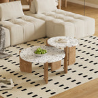 Coffee table set of 2 bedroom set table side table balcony set set living room living room table and balcony modern composite coffee table White + wood color