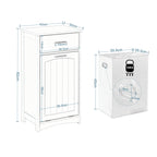 White Bathroom Cabinet with Fold-out Laundry Basket 42x82x30cm Slim Clothes Cupboard  Sundries Toilet Storage Racks