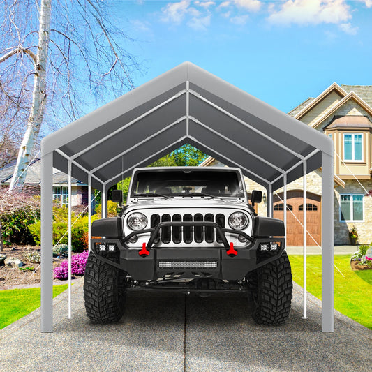 Carports 10x20ft Heavy Duty Car Tent Garage,Galvanized Frame Car Canopy Outdoor with Windproof Ropes&Sandbags for Car,Truck,Boat