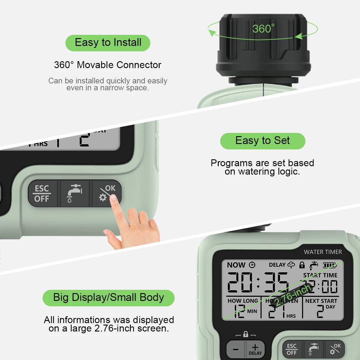 Reswat HCT-322 Automatic Water Timer Garden Digital Irrigation Machine Intelligent Sprinkler Used Outdoor to Save Water&Time