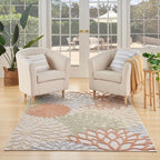 Nourison Home Aloha Indoor/Outdoor Ivory Multicolor 6' x 9' Area Rug, Easy Cleaning, Non Shedding, Bed Room, Living Room, Dining Room, Backyard, Deck, Patio (6x9)